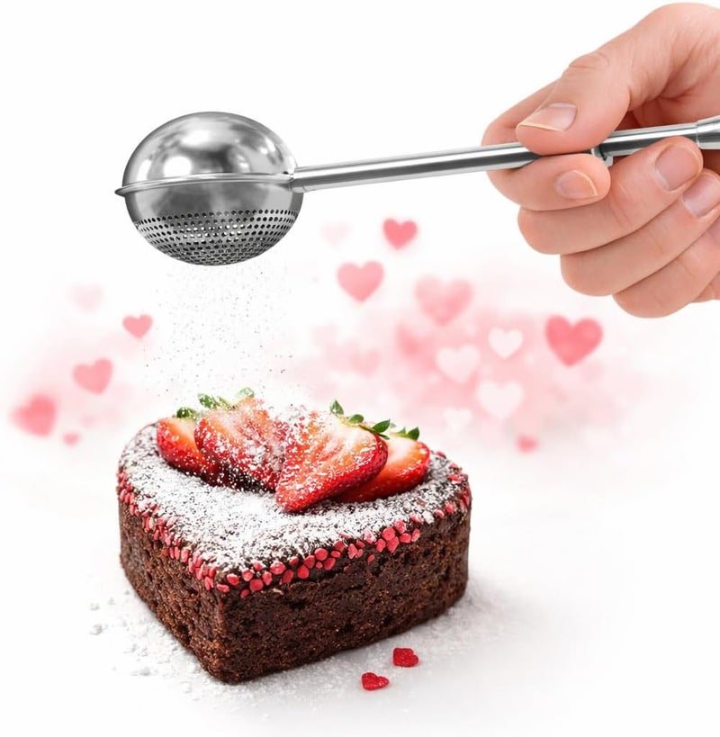 Evrblock Flour Duster for Bread Baking – 7.1" Flour Sprinkler for Bread Baking with Spring Handle – 304 Stainless Steel, One-Handed Operation, Compact Size, Dishwasher Safe | Powdered Sugar, Cocoa and Spices - Image 1
